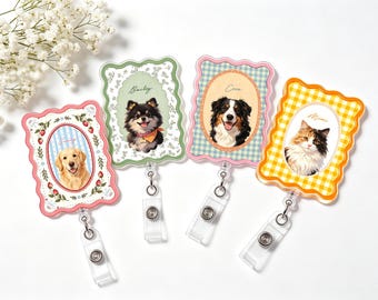 Porta badge personalizzato per animali domestici, porta badge personalizzato per cani e gatti, porta badge retrattile per veterinari, tecnici e infermieri, regalo