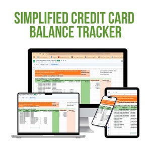 Rastreador de saldo de tarjeta de crédito simplificado, hoja de cálculo de seguimiento de deuda, planificador financiero, hojas de cálculo de Google, gestión de presupuestos