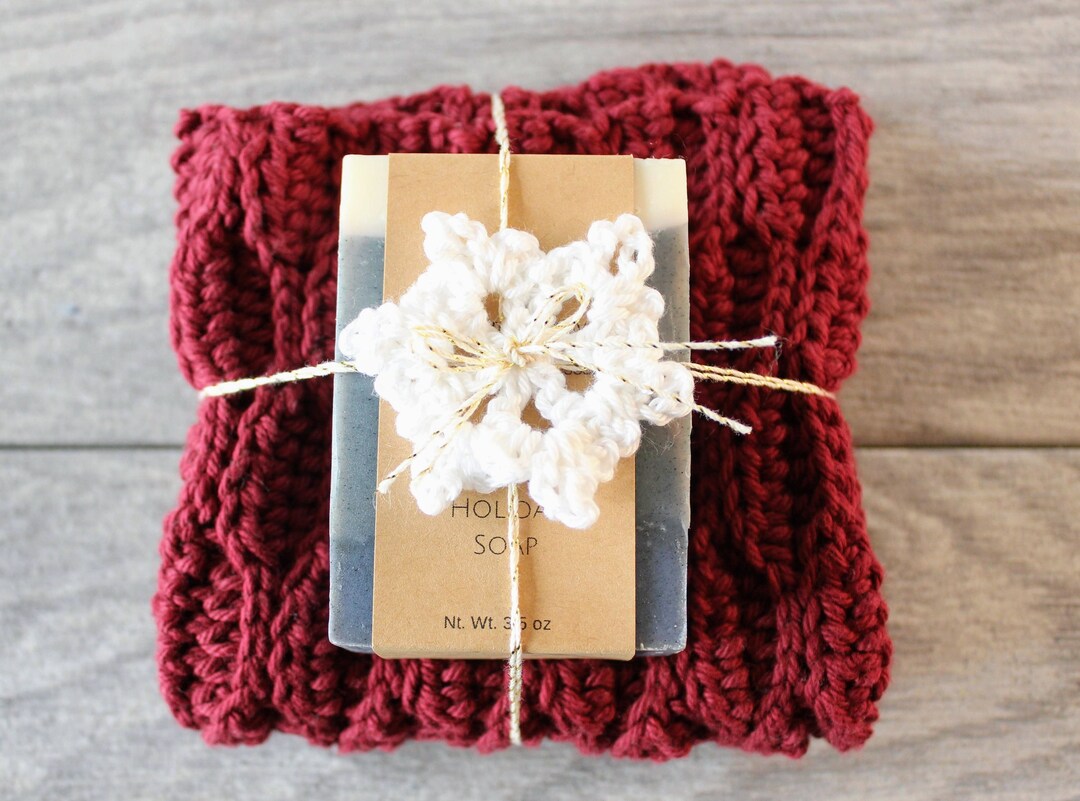 Christmas Soap and Washcloth Gift Set Crochet Washcloth and Etsy