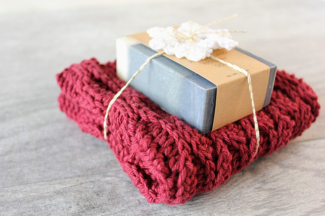 Christmas Soap and Washcloth Gift Set Crochet Washcloth and Etsy