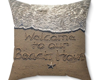 Welcome to our Beach House Square Throw Decorative Pillow Bed Pillow
