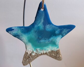 Starfish Christmas Tree Ornaments Resin Ocean Waves and with sand