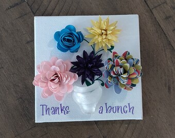 Sea Glass and Paper Flower Magnets - Thanks a bunch flower bouquet