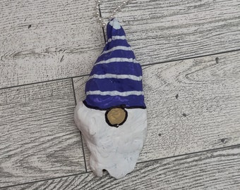 Gnome Oyster Shell Ornament Hand Painted Christmas Tree Ornament Gnome for the Holidays