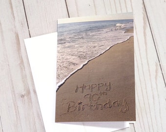 90th Birthday Card, Beach Writing, Beach Card, Ocean, Beach Photo Card, Beach Gift, Birthday Gift, Present