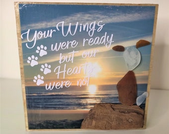 Dog Sea Glass Memorial Your Wings Were Ready But Our Hearts Were Not pet cat dog loss sea glass art