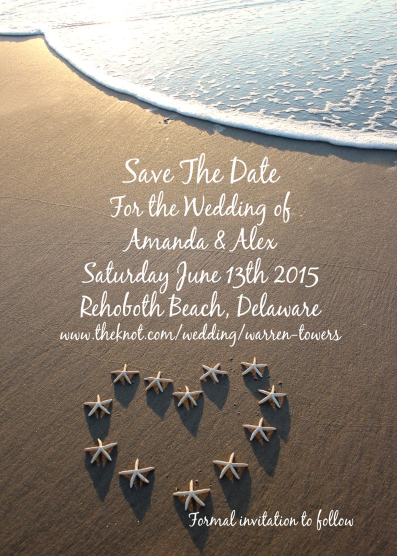 Save The Date Beach Wedding Photo Invitation Digital File