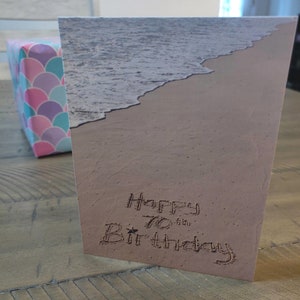 Happy 70th Birthday Beach Card, Beach Writing, Ocean, Beach Photo Card, Beach Gift, Birthday Gift, Present image 2