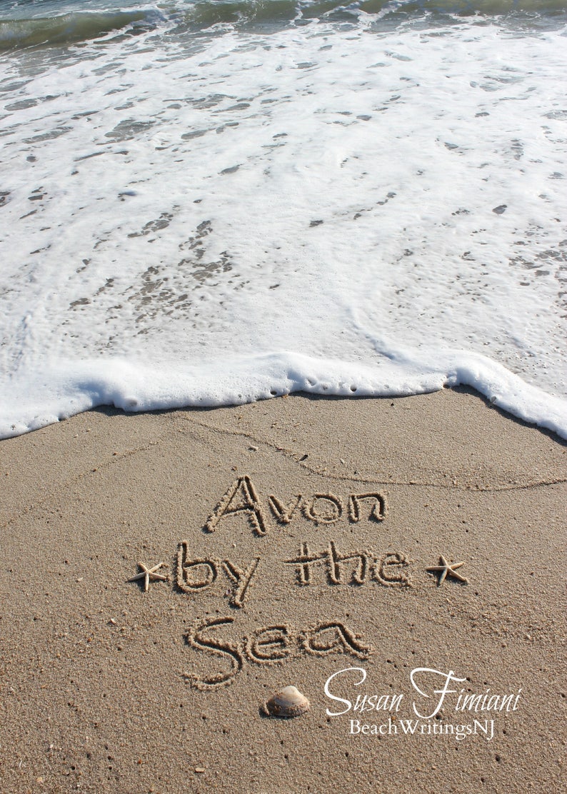 Avon by the Sea Beach Sand Beach Writing Photo Jersey Shore Etsy