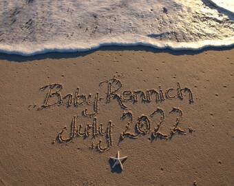 Birth Announcement Beach Writing Baby Boy Girl Beach