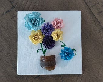 Sea Glass and Paper Flower Bouquet Magnet