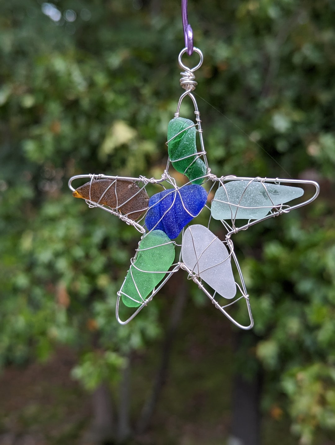Multicolored Sea Glass Starfish Suncatcher Beach Glass Etsy