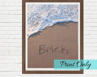 Brick NJ Beach Sand Beach Writing  Photo Jersey Shore PRINT ONLY