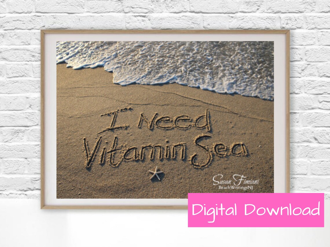 I Need Vitamin Sea Quote Wall Art Love is Love Hand Drawn Etsy