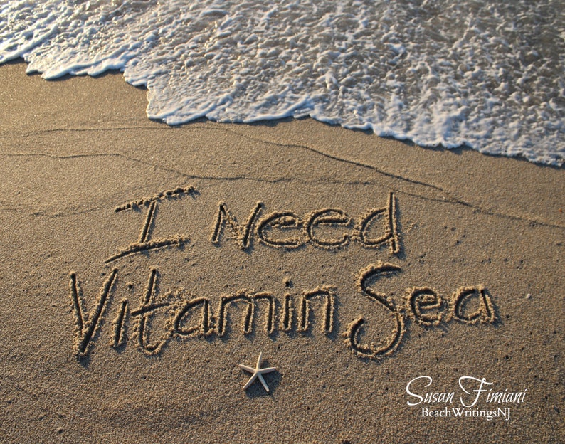 I Need Vitamin Sea Beach Writing Photo Lover Starfish Wave Sand PRINT ONLY Beach Decor image 3