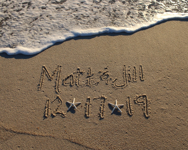 Beach Writing Names in Sand Names in a Heart Nautical Gift Etsy