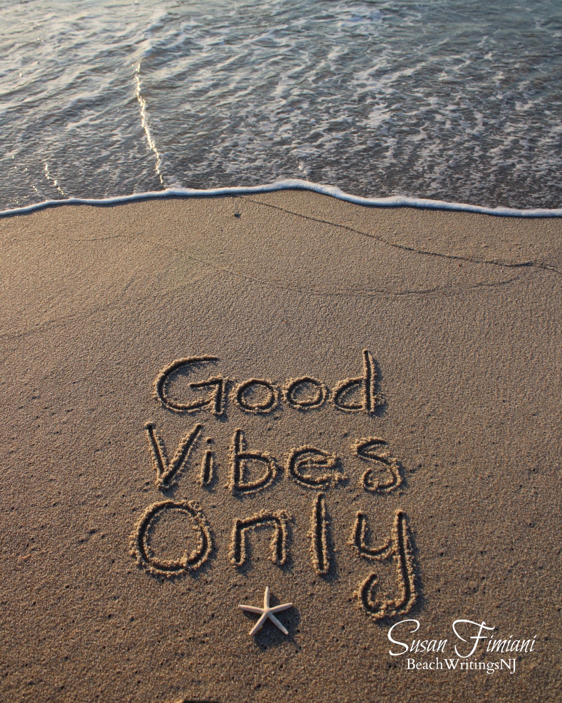 Good Vibes Only Beach Writing Photo Lover Starfish Wave Sand | Etsy