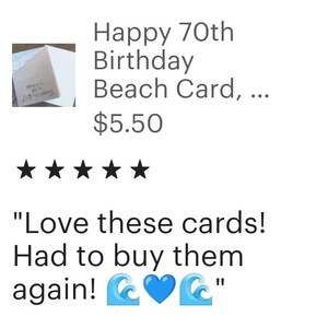 Happy 70th Birthday Beach Card, Beach Writing, Ocean, Beach Photo Card, Beach Gift, Birthday Gift, Present image 6