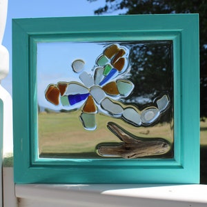 Sea Glass Dragonfly, Mosaic, Beach Art, Wall Hanging, Sun Catcher, Dragon Fly, Memorial, Beach Lover image 4