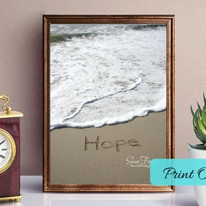 Hope Sand Beach Writing Wall Art Beach House Photo image 1