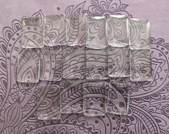 16 Pack Clear Glass Rectangle Cabochons 1x1.25 inches