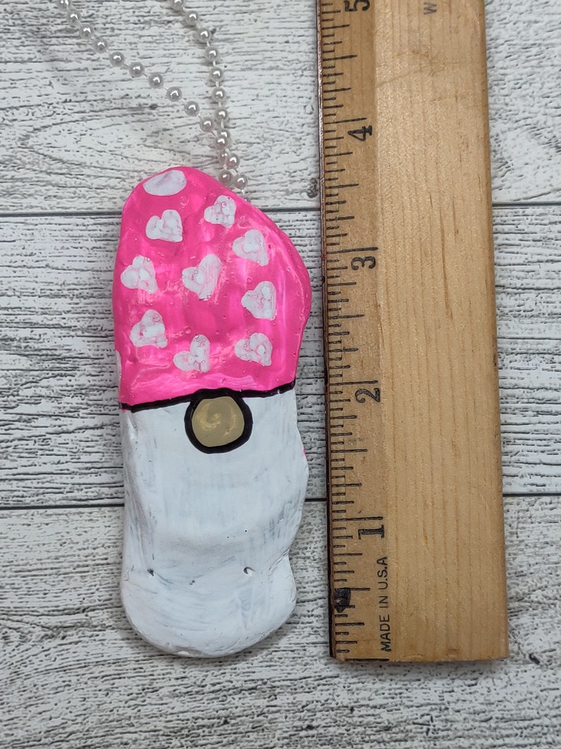 Gnome Oyster Shell Ornament Hand Painted Christmas Tree Ornament Gnome for the Holidays Pink Hearts image 8