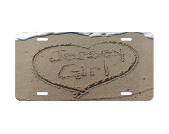 Jersey Girl Beach Vanity Plate License Plate Beach Writing, Heart