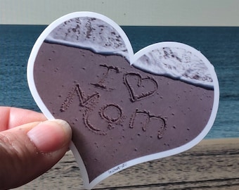 Mother's Day Gift, I Love Mom Beach Sticker, World's Best Mom, Beach Writing, Beach Art, Beach Mom, Mom Sticker