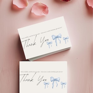 Cute Thank You Card | Pastel Bow Birthday Card | Coquette Aesthetic Stationery
