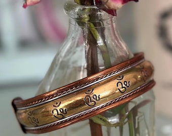 Handcrafted Copper Om Cuff Bracelet, Made in India