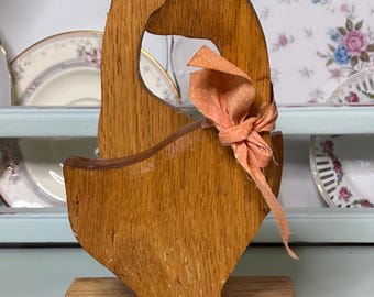1980s Vintage Goose Duck Solid Wood Napkin Holder Mail Organizer Cottagecore