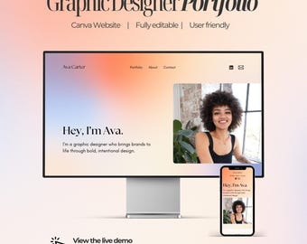 Plantilla web de Canva para portafolio de diseñador gráfico / Diseño con degradado