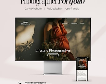 Lifestyle Photographer Portfolio | Professional Canva Website Template | Editable Personal Site | Canva Free