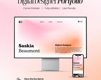Plantilla web de Canva para portafolio de diseñador digital / Diseño con degradado