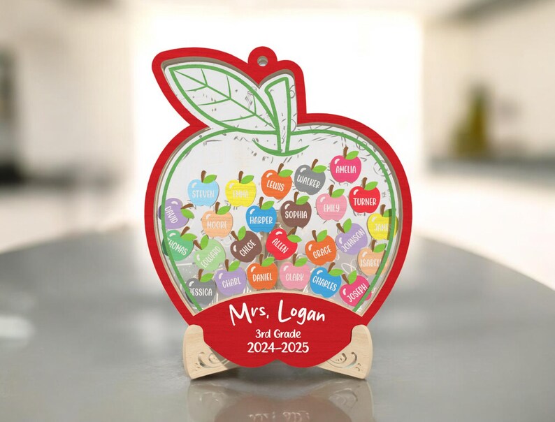 Personalized Teacher Apple Sign SVG, Layered Mini Apples Class Names ...