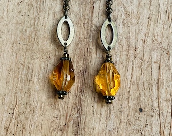 Gold Citrine earrings * Gold stone earrings * gold stone dangle earrings * Citrine drop earrings * Golden crystal earrings * handmade