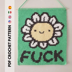 Expletive Flower 壁掛け - かぎ針編みのタペストリー - PDF かぎ針編みパターン