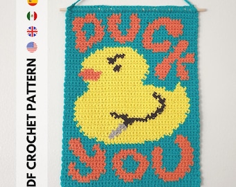 Wandhanger Duck Around & Find Out - gehaakt wandtapijt - pdf-bestand HAAKPATROON