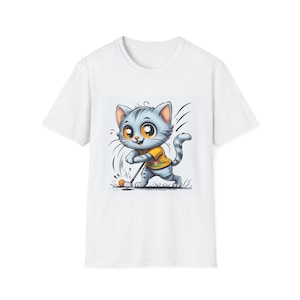 Cute Cat Cartoon T-Shirt, Fun Pet Lover Gift, Casual Wear, Birthday Present, Unique Animal Tee