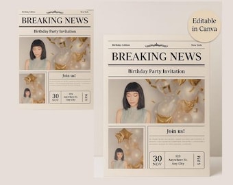 Geburtstagsparty News Poster - Vintage Style