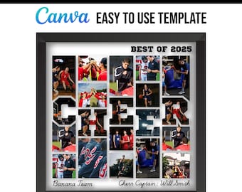 Cheerleader Photo Collage Canva Template, Senior Night Keepsake (Digital Download)