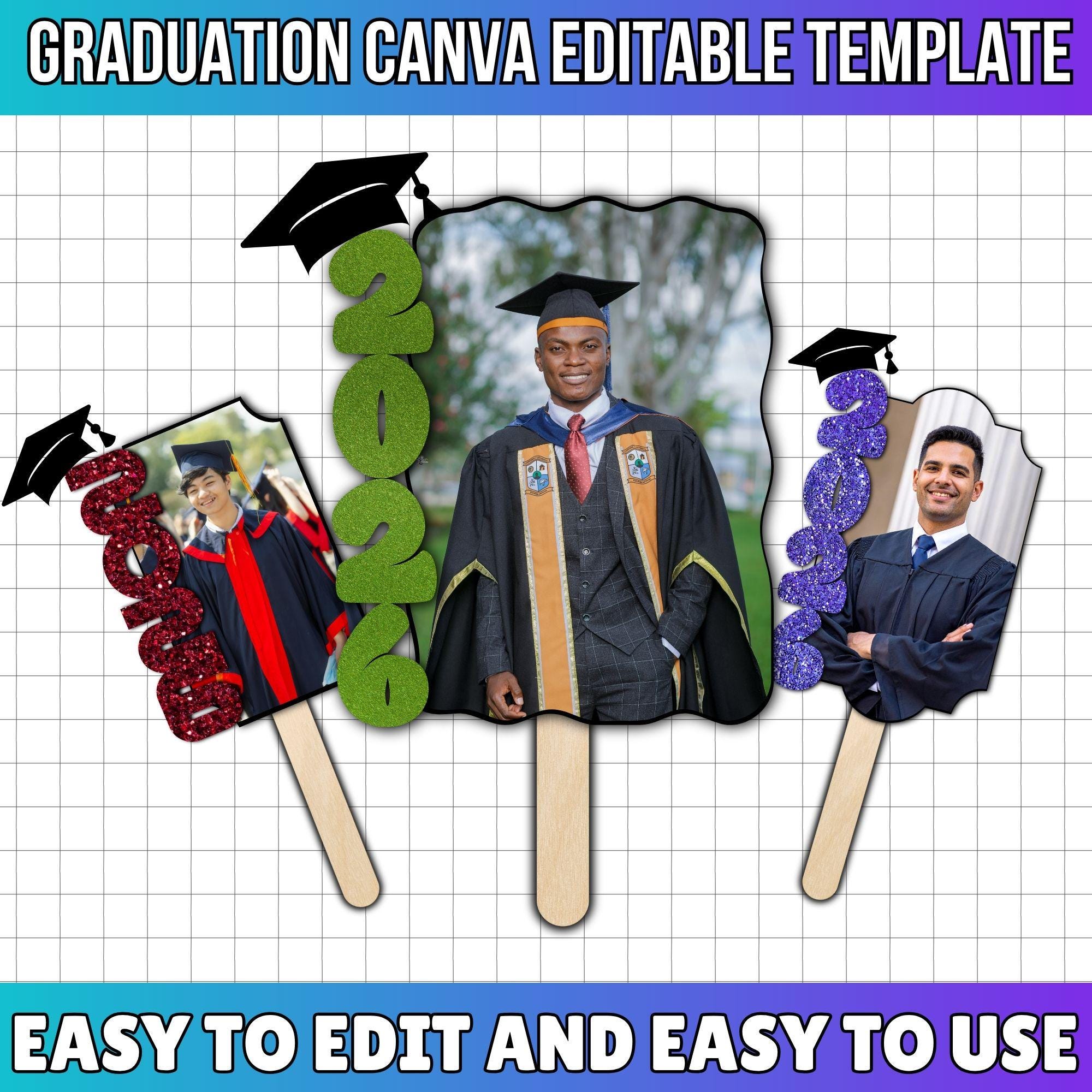 Graduation Canva Editable Template 2026 | Senior Photo Fan Design ...