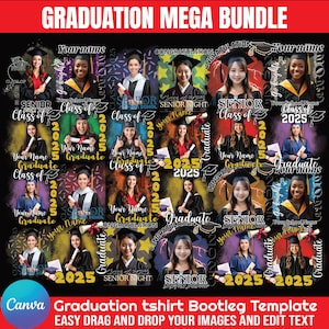 2025 Graduation tshirt Grad Bootleg Canva Template, Graduation t shirt bundle, Canva Grad tshirt template, Class of 2025 Graduation T Shirt