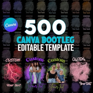500 Canva Bootleg Shirt Templates, Lightning Smoke Photo Effect (Digital Download)