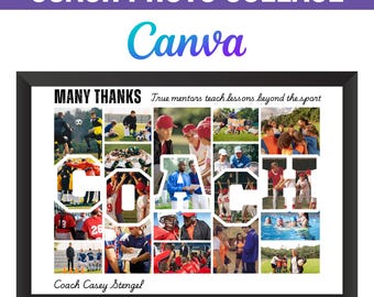 Coach Foto Collage Vorlage, Sport Team Geschenk (Digitaler Download)
