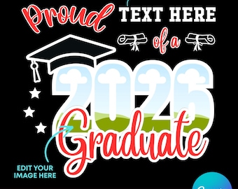 Graduation 2026 SVG, Proud Senior Family Photo, Canva Template (Digital Download)