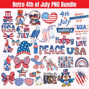 50 Retro 4th of July PNG Bundle, 4th of July Png, Fourth Of July Png, USA Png, America Png, Independence Day, American Flag Png, Png Bundle