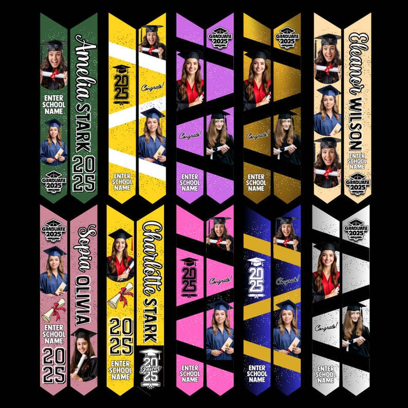 Graduation Stole Canva Template Bundle, Sublimation Sash 2025 (digital ...
