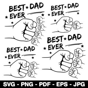 Fist Bump Father&#39;s Day Bundle Svg ,Toddler Kid Best Dad Ever Fist Bump SVG, Png, Eps Cricut Silhouette