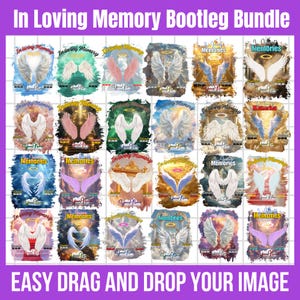 In Loving Memory Design Canva Editable Bundle, Memorial &Funeral Bundle, Different Heaven Background Template, Drag and drop your image